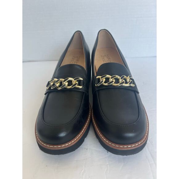 NWT Naturalizer Black Leather Chain Detail Platform Loafer Style SlipOn Shoes 10 - Picture 3 of 11